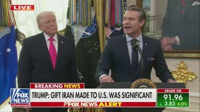 Hegseth: We negotiate with bombs. pic.twitter.com/yOOoleToaE