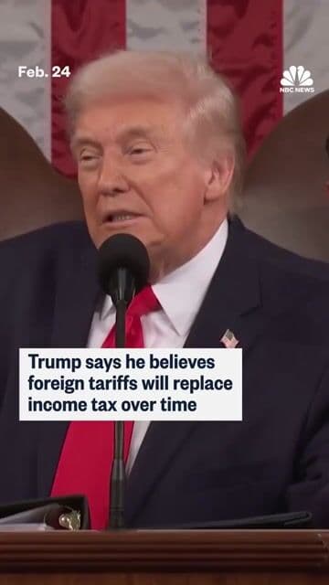 President Trump addresses the Supreme Court's recent ruling against him on tariffs and says, "As time goes by the tariffs paid for by foreign countries will, like in the past, substantially replace the modern-day system of income tax."
